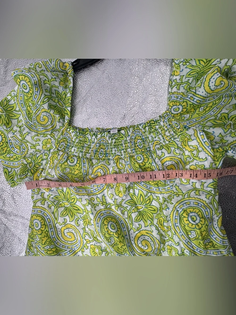 Sz blockprints j.crew Keely mini dress lime green paisley L
